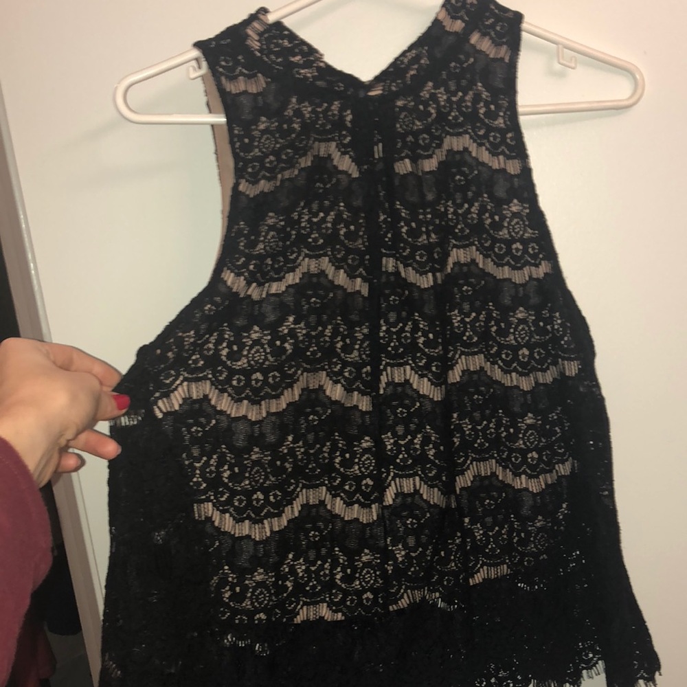 High neck lace tank